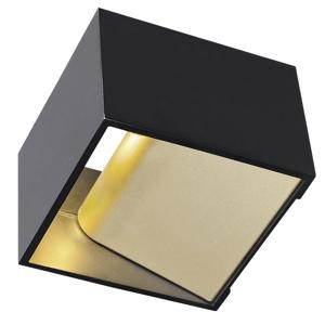 SLV WandlampLogs Up - Down vierkant zwart met goud - 1000638