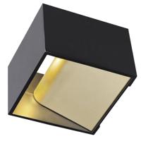 SLV WandlampLogs Up - Down vierkant zwart met goud - 1000638