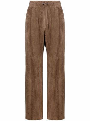 Brunello Cucinelli pantalon droit à taille haute - Marron