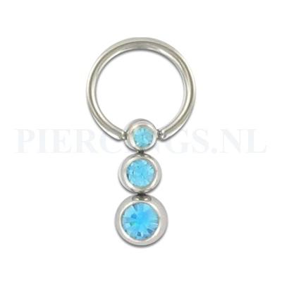 BCR 1.2 mm 3 balletjes aquamarijn