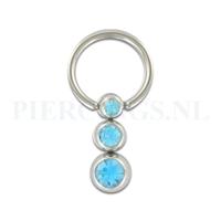 BCR 1.2 mm 3 balletjes aquamarijn