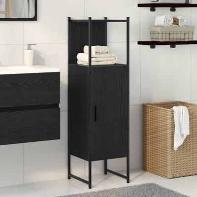 Badkamerkast Zwart eiken 33 x 33 x 120.5 cm Bewerkt hout
