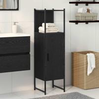 Badkamerkast Zwart eiken 33 x 33 x 120.5 cm Bewerkt hout