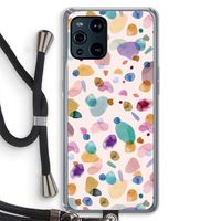 Terrazzo Memphis Pink: Oppo Find X3 Pro Transparant Hoesje met koord