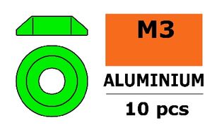 Aluminium Washer voor M3 Button Head Screws (BD: 10mm) - Groen - 10st