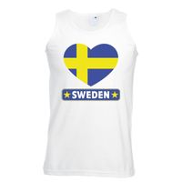 Zweden hart vlag singlet shirt/ tanktop wit heren - thumbnail