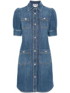 Moschino robe courte en jean à col italien - Bleu