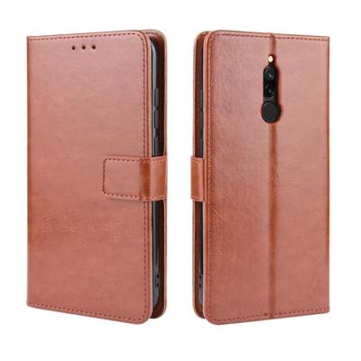 Voor Xiaomi Redmi 8 retro Crazy Horse textuur horizontale Flip lederen draagtas met houder & kaartsleuven & fotolijstjes (bruin)