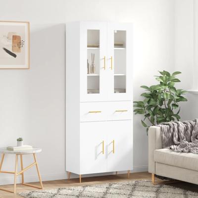 Hoge kast 69,5x34x180 cm bewerkt hout wit