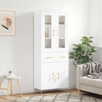 Hoge kast 69,5x34x180 cm bewerkt hout wit