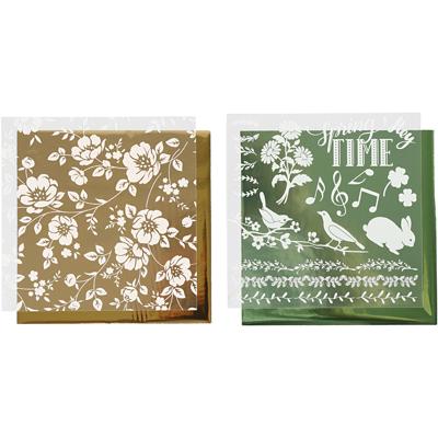 Creativ Company Deco folie en transfervel, bloemen, vel 15x15 cm, goud, groen, 2x2 vel/ 1 doos