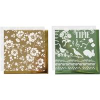 Creativ Company Deco folie en transfervel, bloemen, vel 15x15 cm, goud, groen, 2x2 vel/ 1 doos