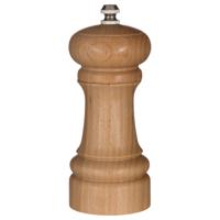 Pepermolen/zoutmolen hout beige 14 cm - kruidenmolen - specerijenmolen
