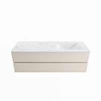 MONDIAZ VICA-DLUX 150cm badmeubel onderkast Linen 2 lades. Inbouw wastafel CLOUD rechts 1 kraangat, kleur Opalo.
