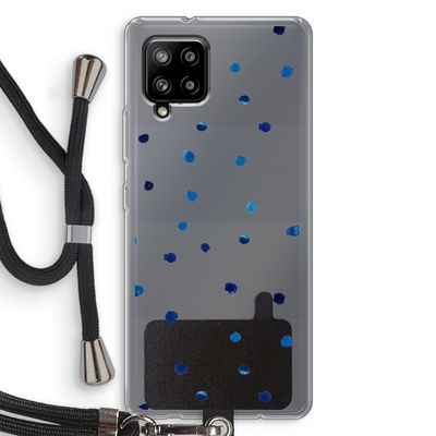 Blauwe stippen: Samsung Galaxy A42 5G Transparant Hoesje met koord