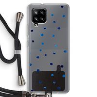 Blauwe stippen: Samsung Galaxy A42 5G Transparant Hoesje met koord