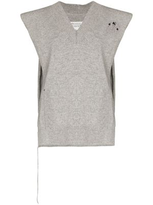 Maison Margiela débardeur nervuré à col v - Gris