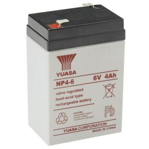 Yuasa NP4-6 Loodaccu 6 V 4 Ah Loodvlies (AGM) (b x h x d) 70 x 106 x 47 mm Kabelschoen 4.8 mm Onderhoudsvrij