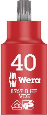 Wera 8767 B VDE HF TORX® Zyklop Bitdop, geïsoleerd, met 3/8"-aandrijving, met vasthoudfunctie, TX 40 x 55 mm - 05004924001