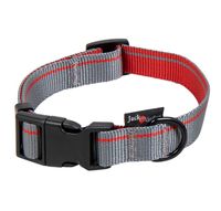 Hondenhalsband grijs rood Stripe L