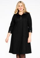 Yoek Jurk A-lijn PINSTRIPE | Zwart | Maat 46/48