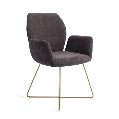 Jesper Home Eetkamerstoel 'Misaki' Cross Gold, kleur Almost Black