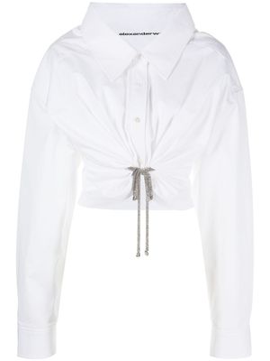 Alexander Wang chemise courte à ornements en cristal - Blanc
