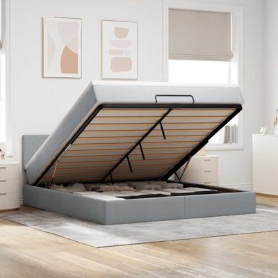 Bed met matras 160x200 cm stof lichtgrijs