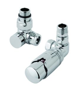 Eastbrook Valve radiator aansluitset haaks gedraaid met thermostaat 15mm chroom