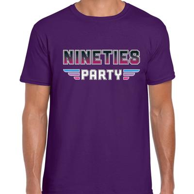 Nineties party / feest t-shirt - paars - voor heren - feestkleding - jaren 90 thema feest