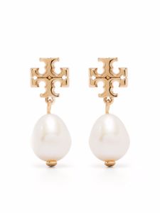 Tory Burch logo pearl drop earrings