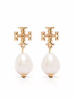 Tory Burch logo pearl drop earrings