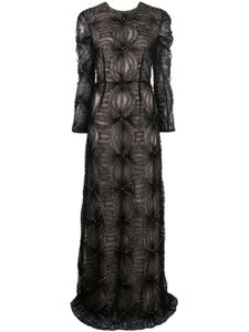 ERDEM robe longue à ornements de perles - Noir