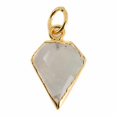 Edelsteen Hanger Regenboog Maansteen Diamantvorm - Verguld - 15 x 12