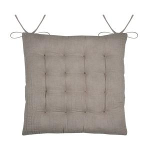 Stof Textile stoelkussen Coline - beige - 38 x 38 x 4 cm - touwtjes sluiting