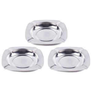 Asbak - 3x - rvs - 11 cm - stapelbaar - binnen/buiten - asbakken