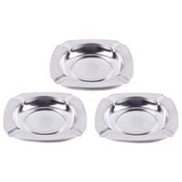 Asbak - 3x - rvs - 11 cm - stapelbaar - binnen/buiten - asbakken