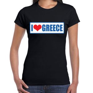 I love Greece / Griekenland landen t-shirt zwart dames