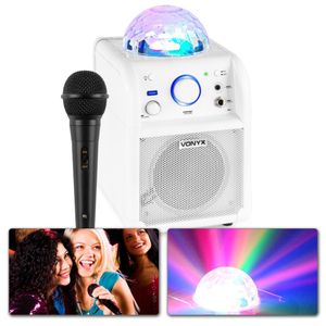 Vonyx SBS50W Karaoke set met microfoon, Bluetooth en lichteffect