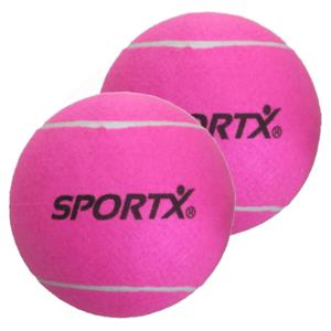 Sportx Jumbo Tennisbal - 4x stuks - XXL - roze - 22 cm - speelgoed