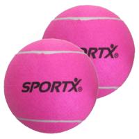 Sportx Jumbo Tennisbal - 4x stuks - XXL - roze - 22 cm - speelgoed