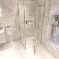 Douchecabine Sanivo Tira Met Vast Paneel Helder Glas Met Montagesets RVS Look
