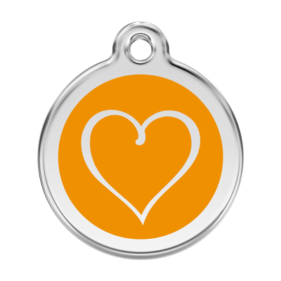 Tribal Heart Orange roestvrijstalen hondenpenning large/groot dia. 3,8 cm - Reddingo
