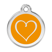 Tribal Heart Orange roestvrijstalen hondenpenning large/groot dia. 3,8 cm - Reddingo
