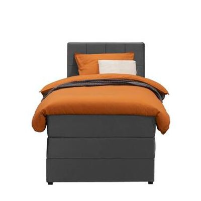 Boxspring met opbergruimte Liv geblokt - grijs - 90x200 cm - Leen Bakker