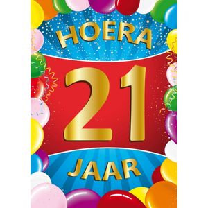 21 jaar mega deurposter 59 x 84 cm leeftijd verjaardag feestartikelen   -