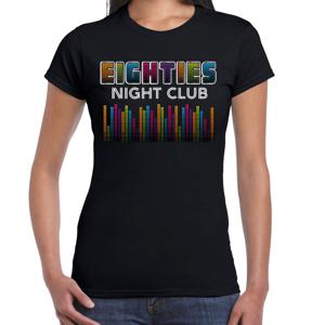 Verkleed T-shirt voor dames - eighties night club - zwart - jaren 80/80s - carnaval