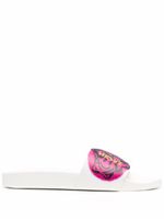 Versace claquettes à logo imprimé - Blanc