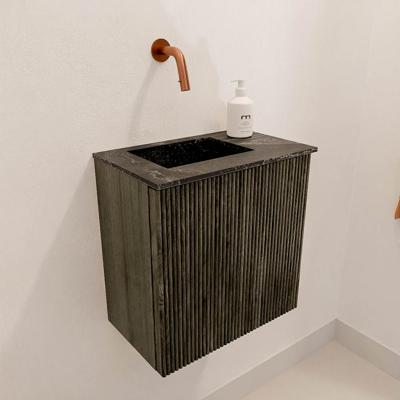 Toiletmeubel Mondiaz Joya Dlux | 40 cm | Meubelkleur Shadow | Faye wastafel Lava Wasbak Links | Zonder kraangat(en)