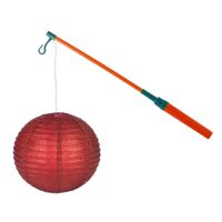 Lampionstokje 40 cm - met lampion - rood - D25 cm